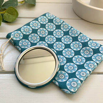Blue Daisy Fabric Pocket Mirror, 3 of 4