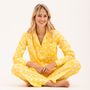 Women's Yellow And White Cotton Polka Dot Pyjamas, thumbnail 1 of 4