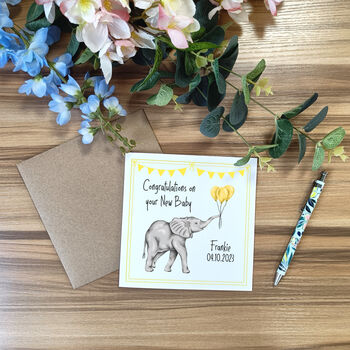 Personalised New Baby Elephant Card, 3 of 3