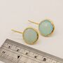 Aqua Chalcedony Earrings: Gold, Dangle Drop, Sterling Silver, Round Blue Gemstone Jewelry, thumbnail 5 of 6