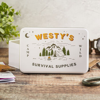 Personalised Survival Supplies Storage Tin, 2 of 3