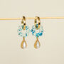 18 K Gold Plated Hoop Earrings With Flower And Pearl Drop, thumbnail 1 of 11