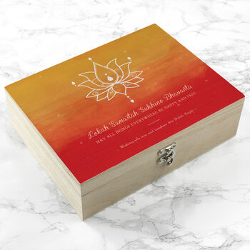 Personalised Diwali Lotus Keepsake Box, 2 of 3