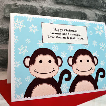 'Monkeys' Personalised Childrens Christmas Card, 4 of 4