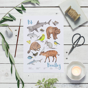 Personalised Animal Alphabet Print Unframed, 3 of 12