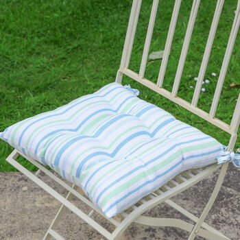 Tenby Country Stripe Garden Seat Pads, 3 of 5