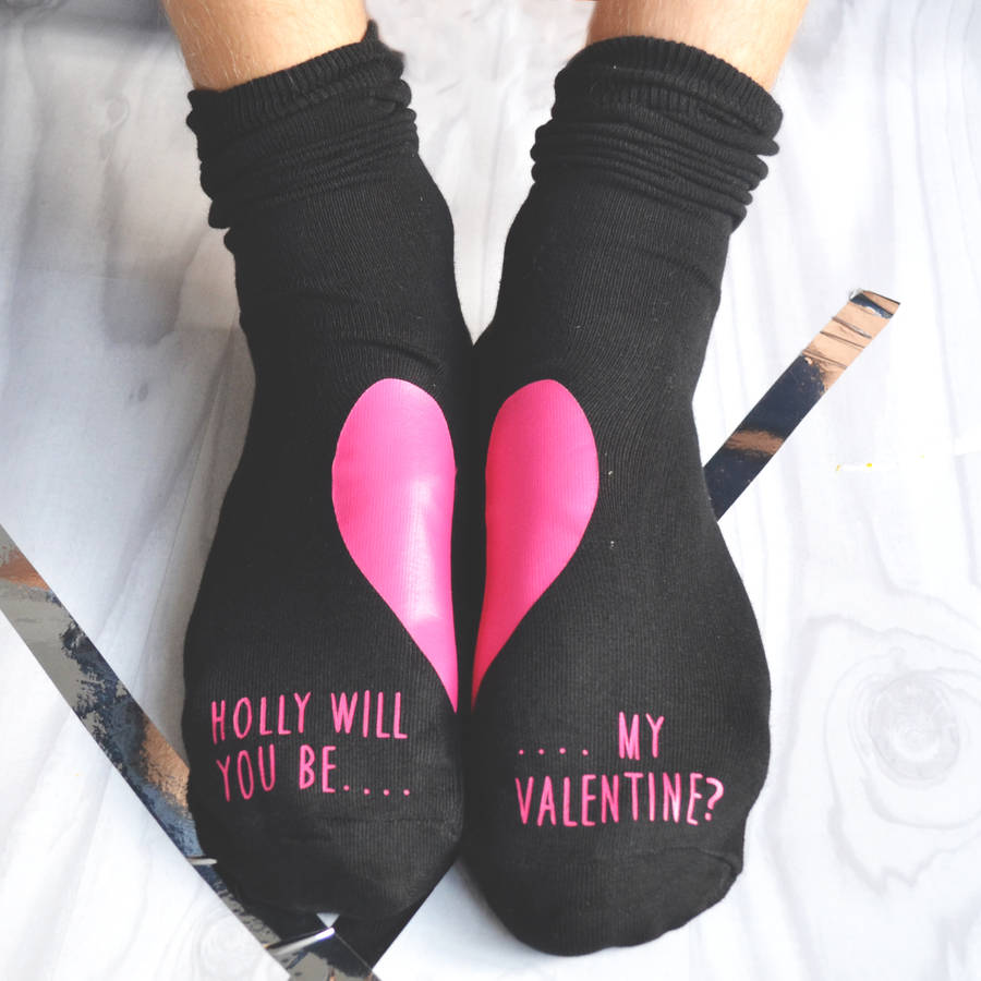will you be my valentine? personalised socks by solesmith