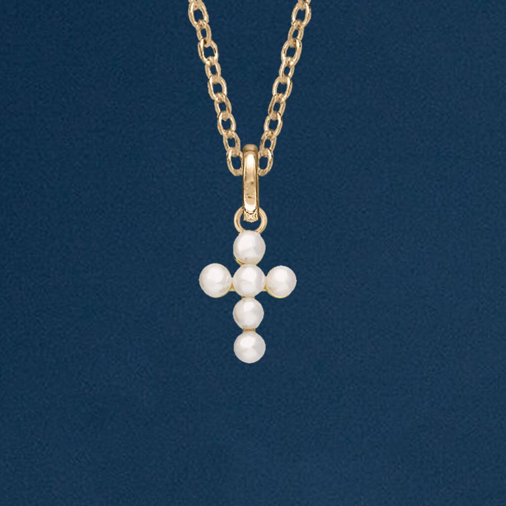 ICY FRESHWATER PEARL CROSS CHAIN - FIVE FOURTY NINE