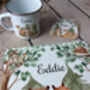 Kids Personalised Woodland Placemat, Coaster And Mug Dinner Set, thumbnail 5 of 7