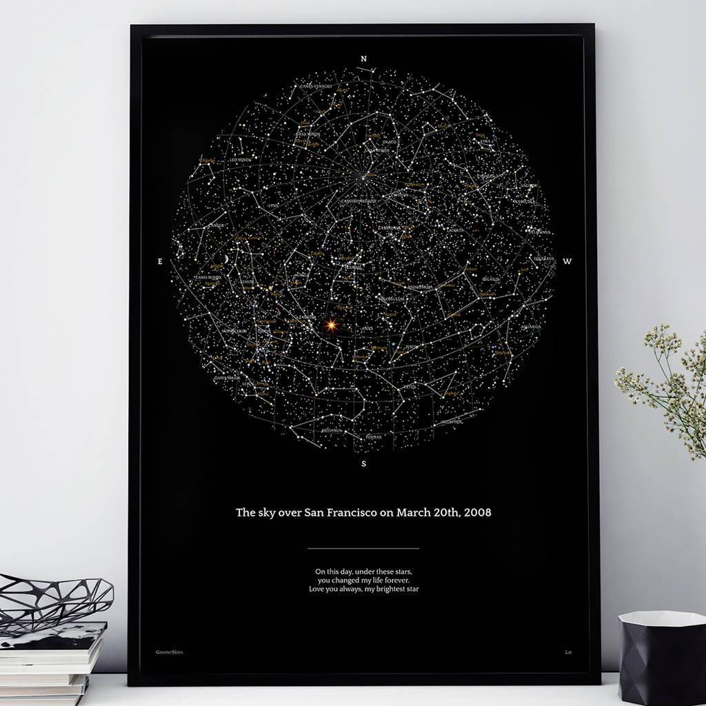 Personalised Night Sky Star Map Print 40x50cm/16x20'', 1 of 5