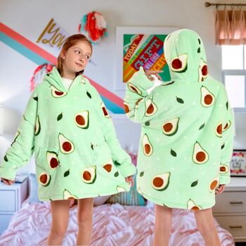 Giant Thick Fluffy Mummy And Me Avocado Hoodie Blankets, 6 of 7