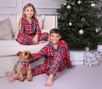 Family Brushed Woven Red Check Pyjama, 4 of 10