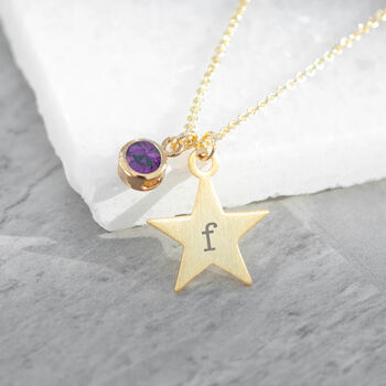 Personalised Star And Birthstone Crystal Necklace, 2 of 6
