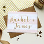 Personalised Pink Stripe Wedding Greeting Card, thumbnail 1 of 5