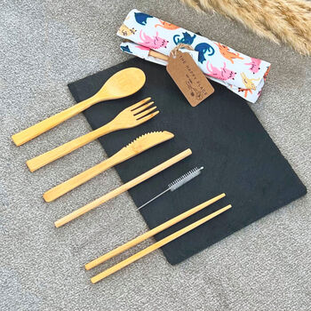 Eco Friendly Bamboo Picnic And Travel Cutlery Set, 6 of 7