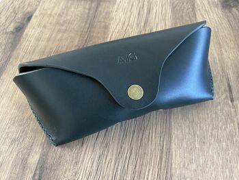 Personalised Racing Green Leather Glasses Case, 2 of 12