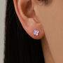 Sterling Silver Purple Hydrangea Flower 18 G Screw Back Stud Earrings With Ball Backs, thumbnail 6 of 10