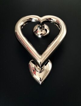 Brass Love Heart Door Knocker Nickel Finish, 2 of 3