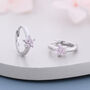 Sterling Silver Pale Pink Cz Flower Huggie Hoops, thumbnail 1 of 10
