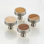 Solid Brass Silver Door Knobs With Wooden Insert, thumbnail 1 of 2