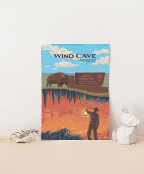 Wind Cave National Park USA Travel Poster Art Print, 3 of 7