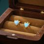 Sterling Silver Blue Opal Heart Screw Back Earrings, thumbnail 2 of 10