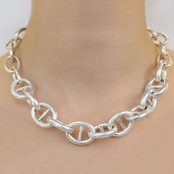 Sterling Silver Oval Link Chunky Statement Bracelet, 6 of 8