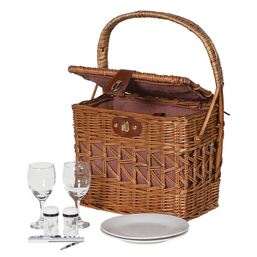 Luxury Picnic Basket For Two With Bottle Holders By Ella James