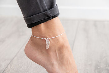 Sterling Silver Angel Wing Ankle Bracelet, 3 of 3