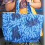 Large Sari Market Tote Bag, Blue Floral, thumbnail 4 of 4