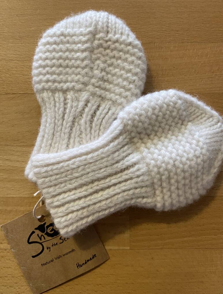 Cream Cashmere / Merino Wool Baby Mittens By Heliotique
