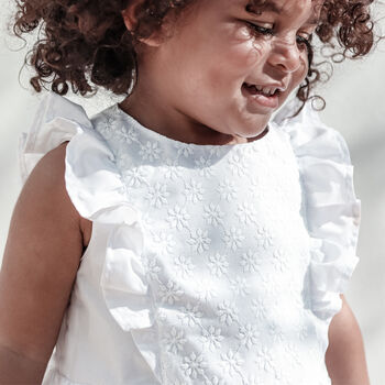 White Ruffled Cotton Children's Dress, 4 of 5