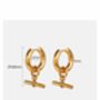 Chunky 18 K Thick Gold Plated T Bar Hoop Earrings, thumbnail 5 of 6