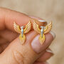 Sterling Silver Phoenix Stud Earrings, thumbnail 2 of 4