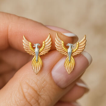Sterling Silver Phoenix Stud Earrings, 2 of 4