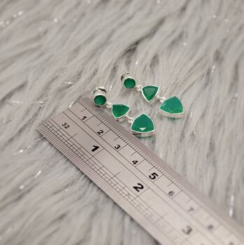 Green Onyx Multi Shape Stone Sterling Silver Earrings, 3 of 10