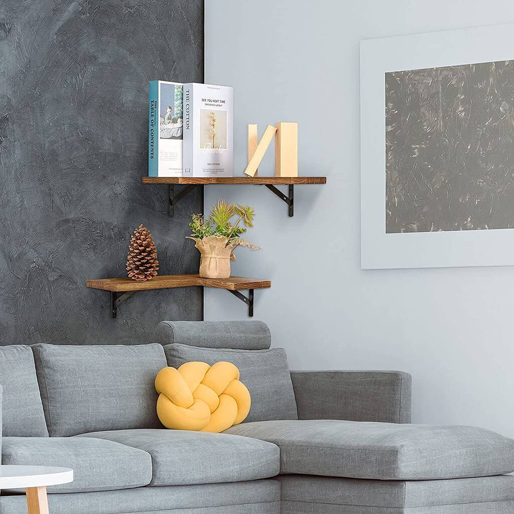 Set Of Two L Shaped Floating Corner Shelves By Momentum