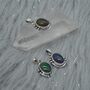 Black Fire Opal Pendant Necklace: Sterling Silver Chain, thumbnail 2 of 11