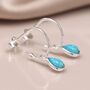Sterling Silver Teardrop Blue Opal Hoop Earrings, thumbnail 3 of 9
