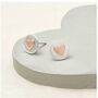 Love Heart Earrings With A Rose Gold Coloured Heart, thumbnail 2 of 4