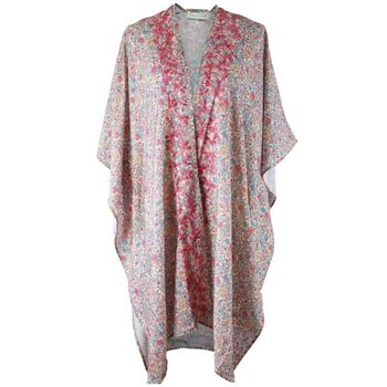 Pastel Floral Viscose Kaftan Jacket With Heavy Pink Ombre Fishbone Embroidery, 7 of 7
