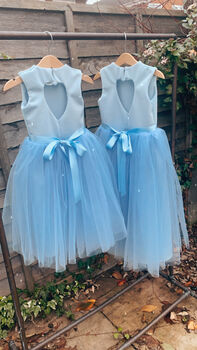 Girls Blue Ankle Length Tutu Flower Girl Dress, 7 of 7