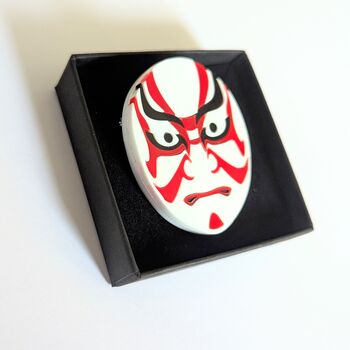 Traditional Japanese Mask Brooch Kabuki Mask Acrylic, 3 of 6