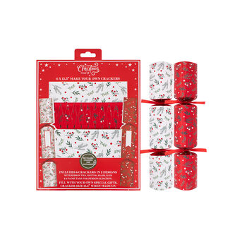 Luxury Red And White Christmas Make Your Own Diy Crackers Set Of Six, 6 of 7