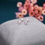 Sterling Silver Tiny Pink Cz Barbell Earrings, thumbnail 3 of 12