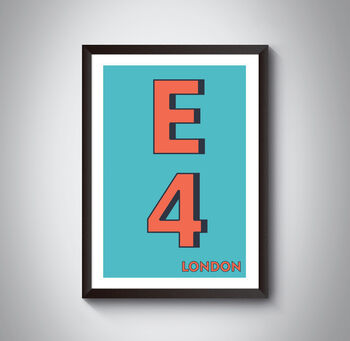 E4 Waltham Forrest London Typography Postcode Print, 4 of 10