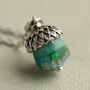 Peacock Blue Silver Acorn Necklace, thumbnail 1 of 12