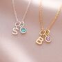 Mini Letter And Birthstone Personalised Necklace, thumbnail 1 of 11