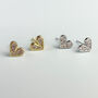 Sterling Silver Crystal Heart Stud Earrings, thumbnail 3 of 6