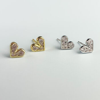 Sterling Silver Crystal Heart Stud Earrings, 3 of 6